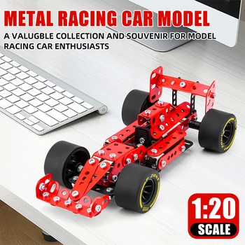 Building Car Metal Model Kits STEM Building Blocks Toys Model for Boys 8-12 Years Old 1:20 Scale Red Racing Car Toy Gifts