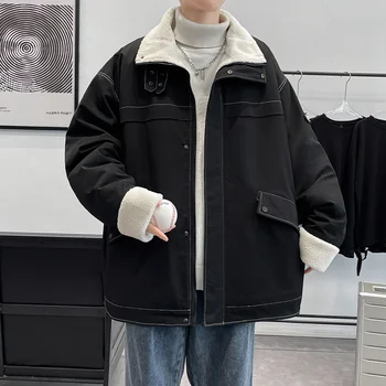 Реколта сафари извънгабаритни подплатени памучно яке палто 2022 зимата нов корейски открит пътуване мулти-джоб топло буферно яке мъже