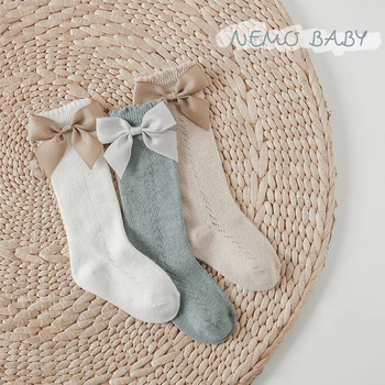 бебе малки деца момичета чорапи твърди дишаща мрежа памучни чорапи новородено коляното високи чорапи за момичета