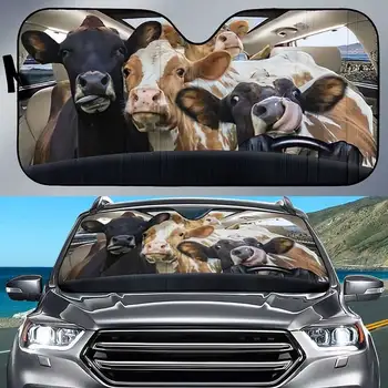 Сладки фермерски крави карат кола модел отпечатан слънцезащитен сенник за любителите на крави Сенник за предното стъкло Оксфорд Плат Идея за подарък Предно стъкло Ca