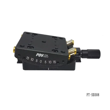 PDV PT-SD308 прецизна ръчна транслация етап дъгово махало / гониометър люлка и наклон маса, ъглов диапазон ±15°